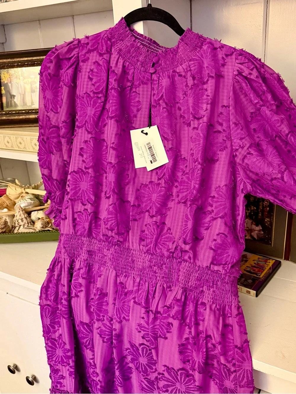 Abbey-Glass chiffon vibrant purple dress with sunflower  motif NWT!  Never worn! - Picture 3 of 12